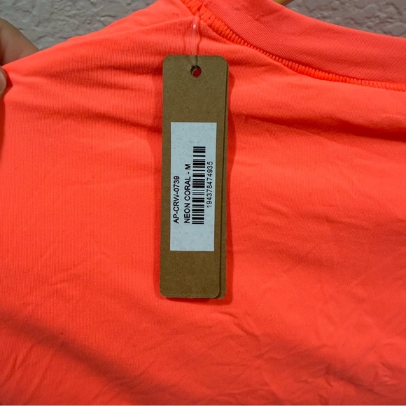 NWT Skims Fits Everybody Long Sleeve Crew Neck Bodysuit neon coral Size Medium - Picture 10 of 11